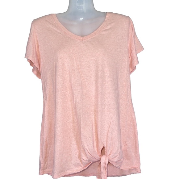French Laundry Tops - French Laundry Women's Peach Tie-Front Top large